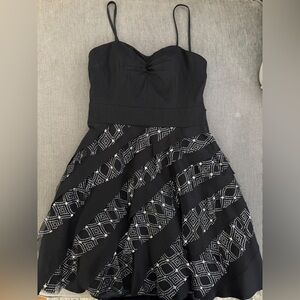 Hailey Logan By Adrianna Papell Mini Black Corset Ruffle Sparkle Dress Party